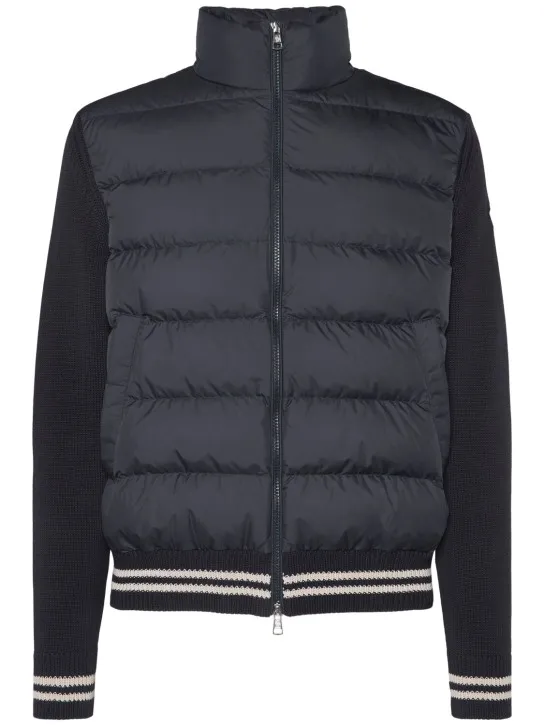 Moncler   Padded tech &amp; cotton cardigan jacket 