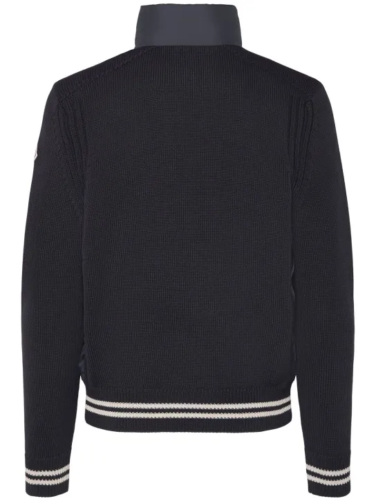 Moncler   Padded tech &amp; cotton cardigan jacket 
