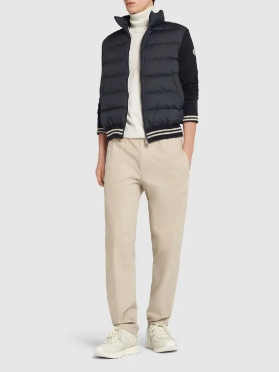 Moncler   Padded tech &amp; cotton cardigan jacket 