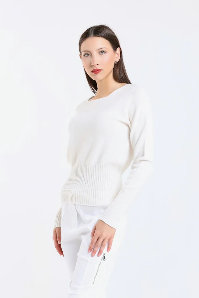 Monica Seriously Soft LS Ribbed Bottom Short Sweater (BLS436)