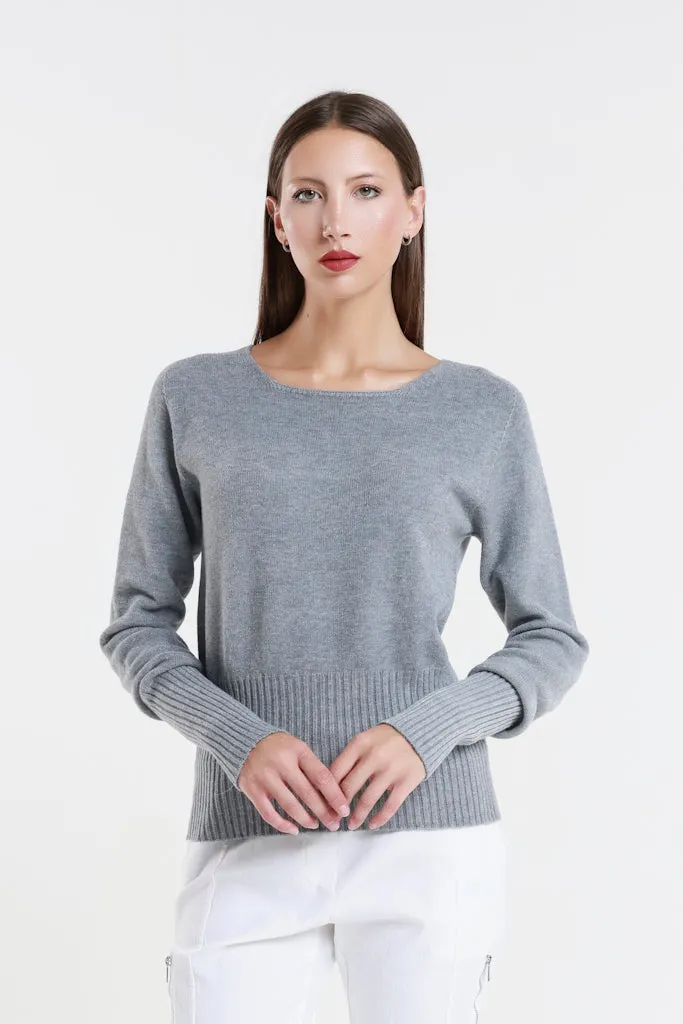 Monica Seriously Soft LS Ribbed Bottom Short Sweater (BLS436)