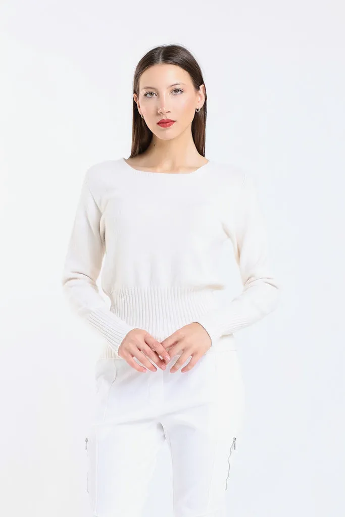 Monica Seriously Soft LS Ribbed Bottom Short Sweater (BLS436)