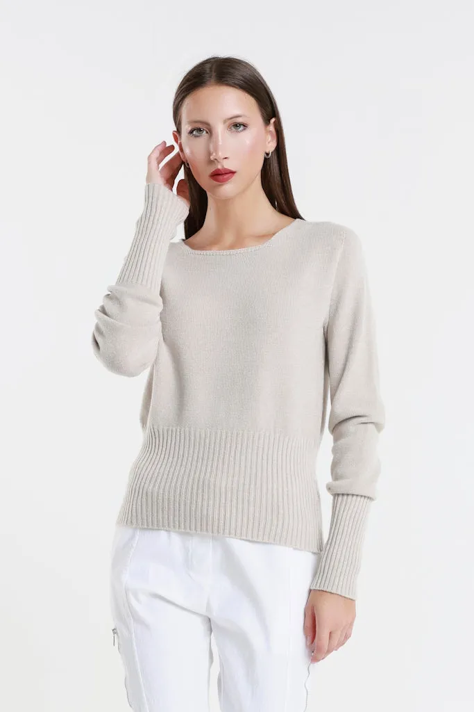Monica Seriously Soft LS Ribbed Bottom Short Sweater (BLS436)
