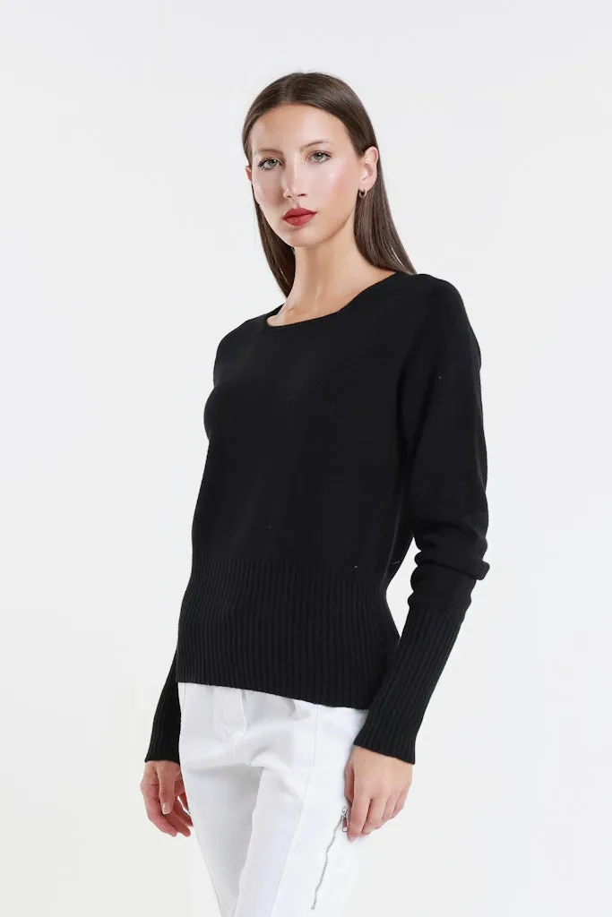 Monica Seriously Soft LS Ribbed Bottom Short Sweater (BLS436)