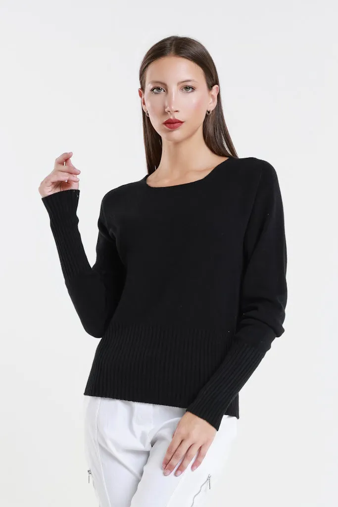 Monica Seriously Soft LS Ribbed Bottom Short Sweater (BLS436)
