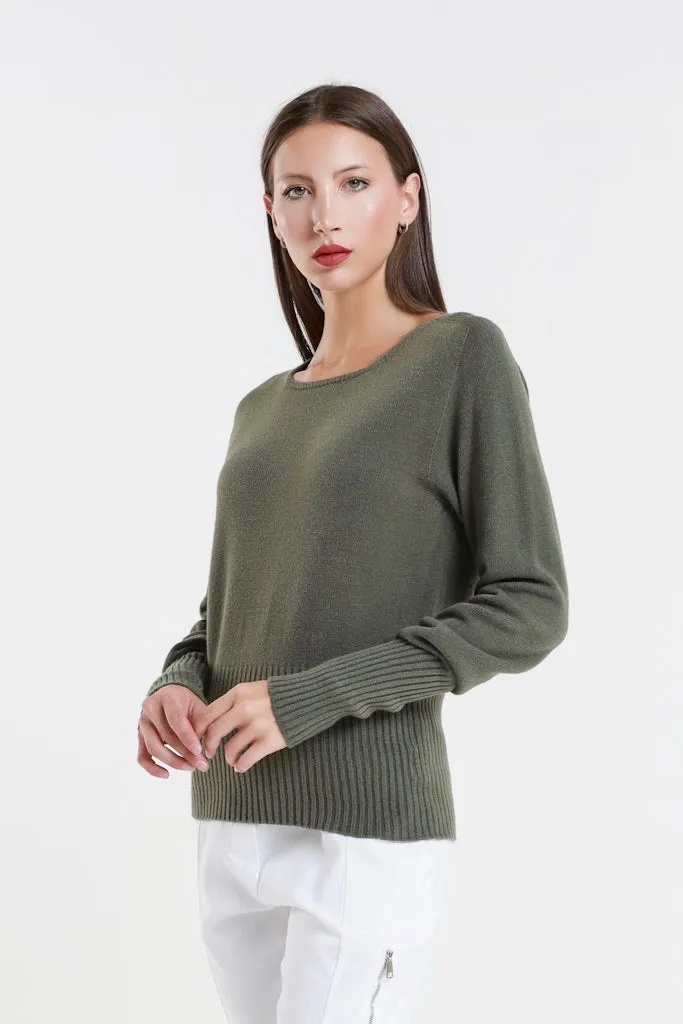 Monica Seriously Soft LS Ribbed Bottom Short Sweater (BLS436)