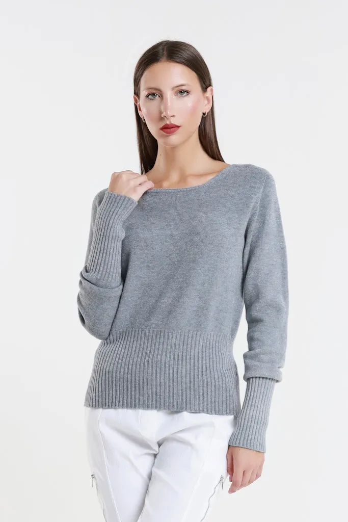 Monica Seriously Soft LS Ribbed Bottom Short Sweater (BLS436)