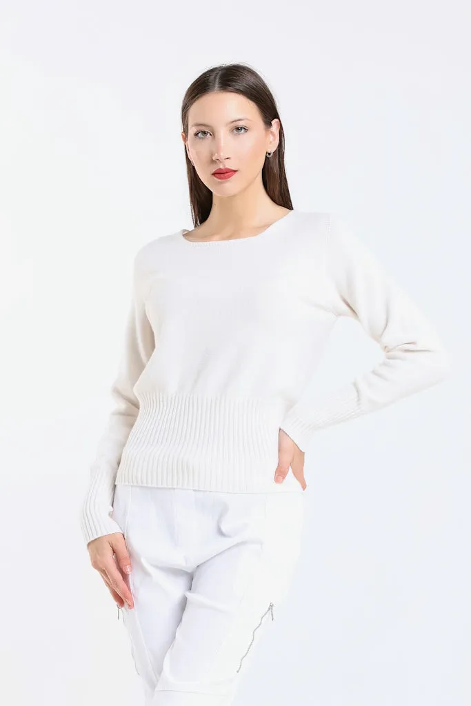 Monica Seriously Soft LS Ribbed Bottom Short Sweater (BLS436)
