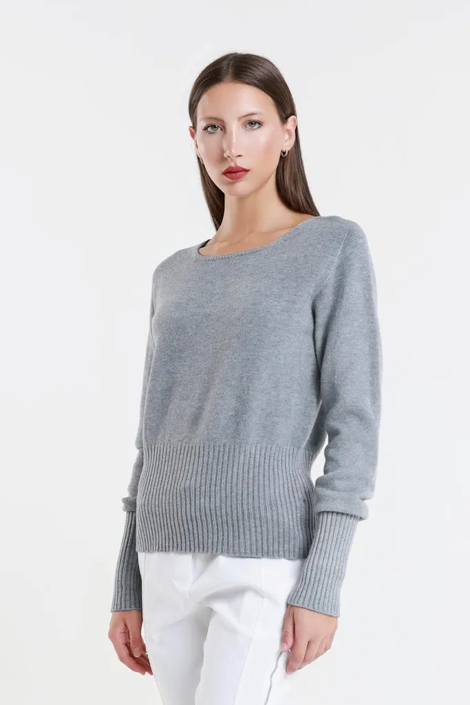 Monica Seriously Soft LS Ribbed Bottom Short Sweater (BLS436)
