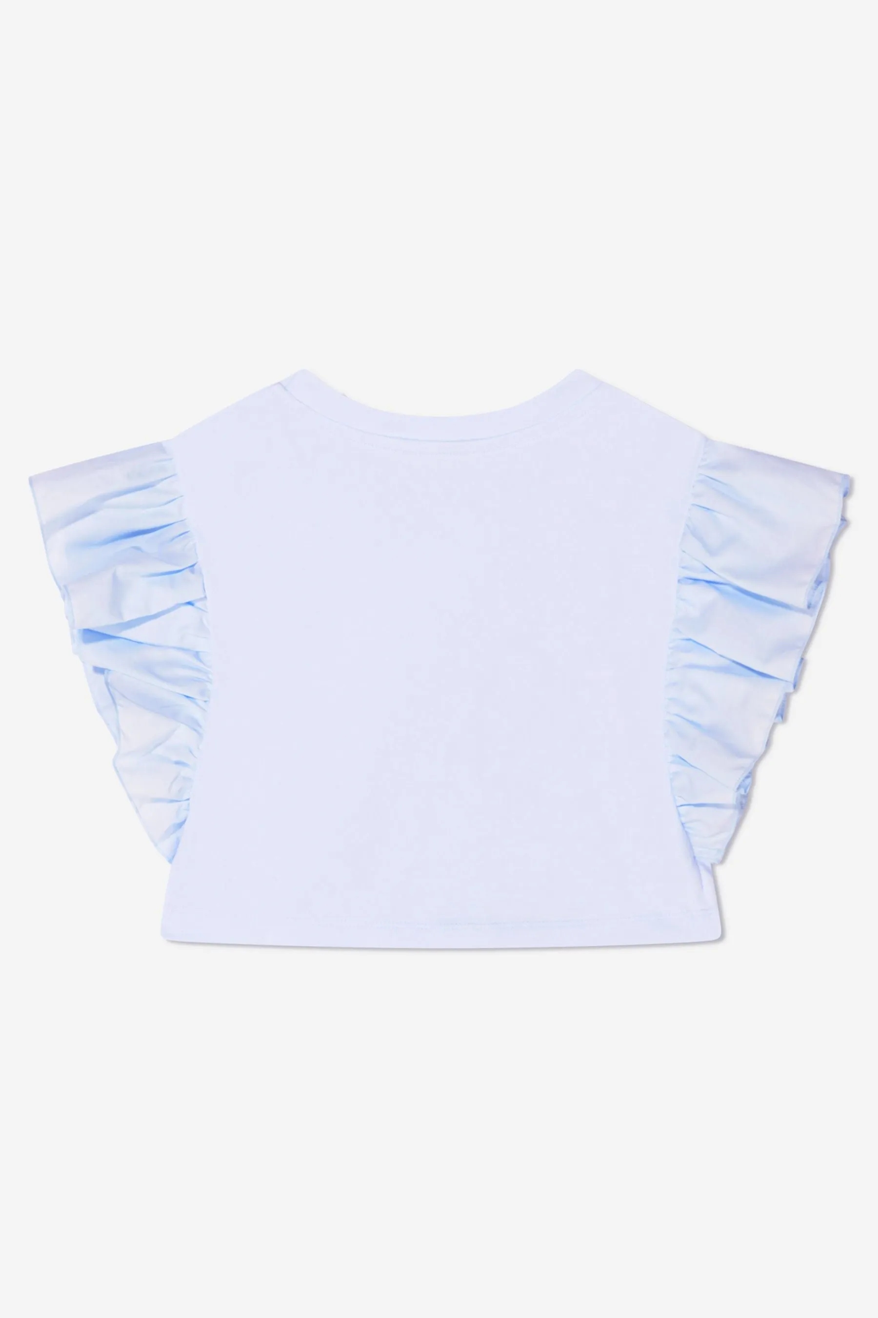 Monnalisa Girls Cropped Cherry T-Shirt in Blue