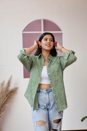 Mono Dark Green Stripes Shirt