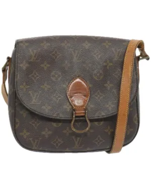 Monogram Shoulder Bag with Flap Closure and Adjustable Strap