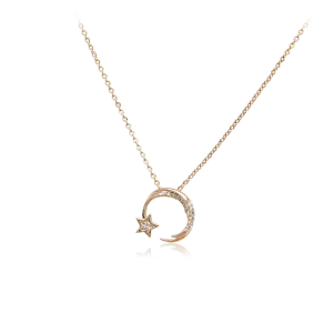 Moon & Star Cubic Zirconia Necklace