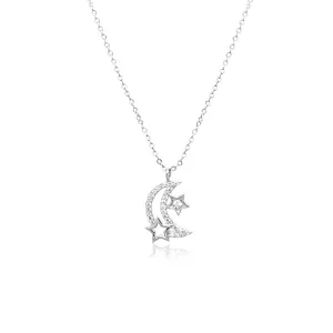 Moon & Star Cubic Zirconia Necklace