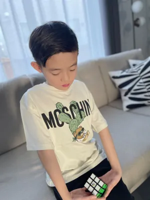 Moschino Maxi Ivory Cactus Print Cotton T-Shirt