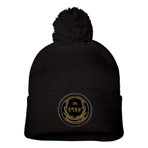Most High God - Yahuah: The Strong Tower Designer Sportsman Knit Pom Pom Beanie with Round Leather Patch