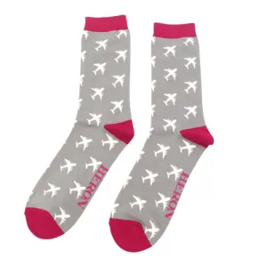 Mr Heron Airplanes Sock Grey