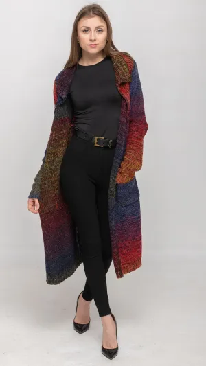 Multi Colors Cardigan Sweater in Orange