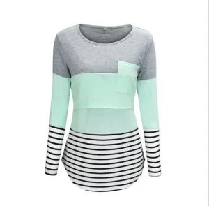 Multi-Color/Stripes Casual Long Sleeve Nursing Top (4 colors)