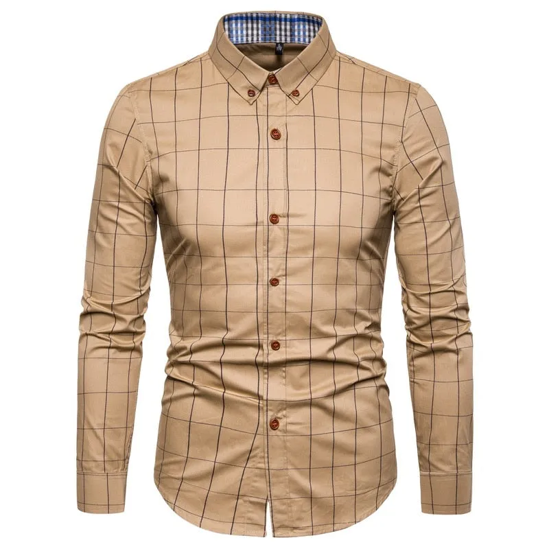 Multicolor Plaid Pattern Long Sleeve Cotton Shirt