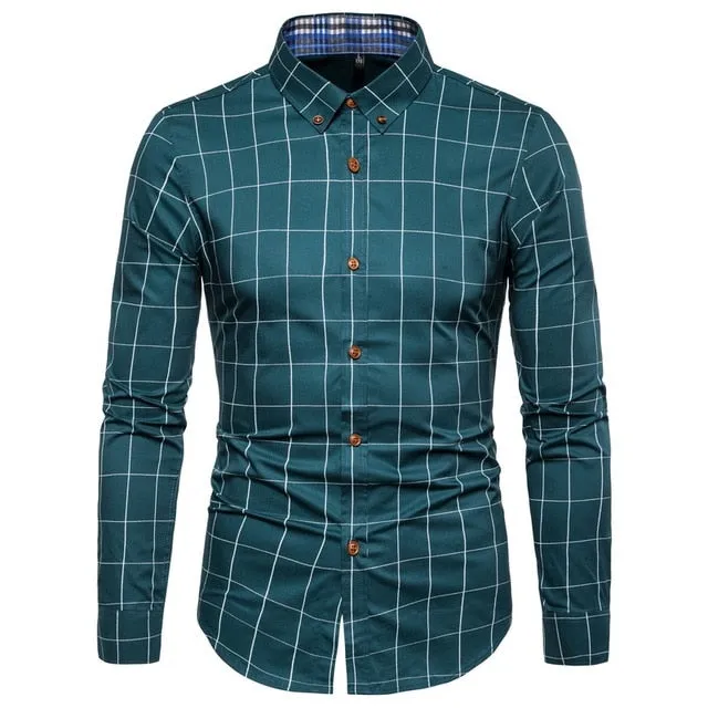 Multicolor Plaid Pattern Long Sleeve Cotton Shirt