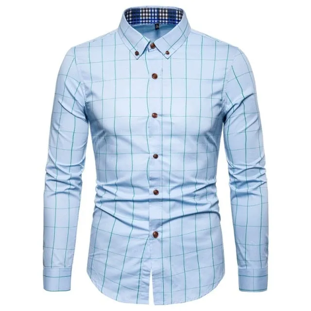 Multicolor Plaid Pattern Long Sleeve Cotton Shirt