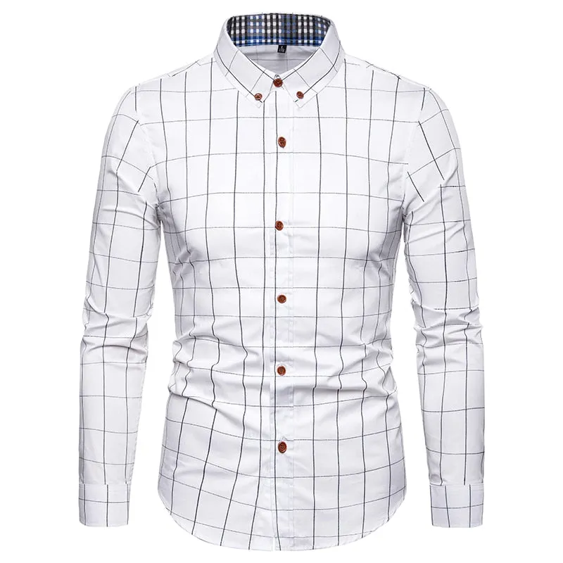 Multicolor Plaid Pattern Long Sleeve Cotton Shirt