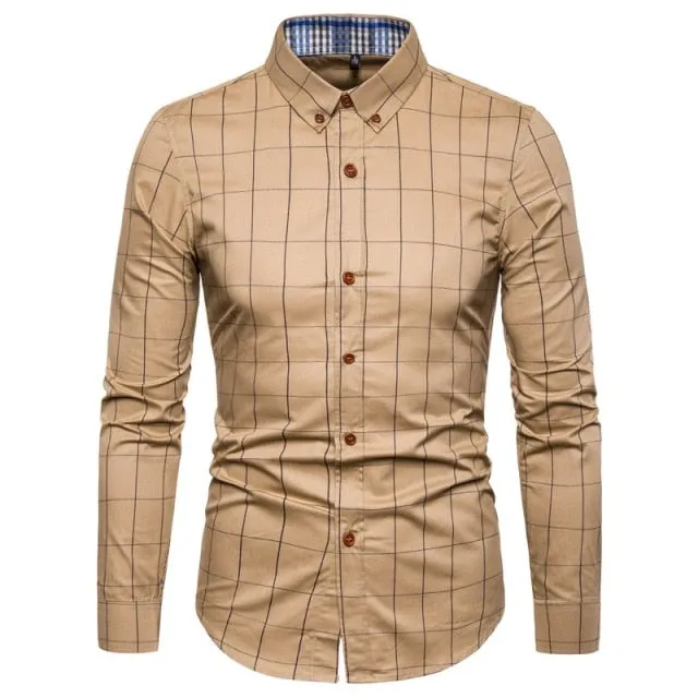 Multicolor Plaid Pattern Long Sleeve Cotton Shirt