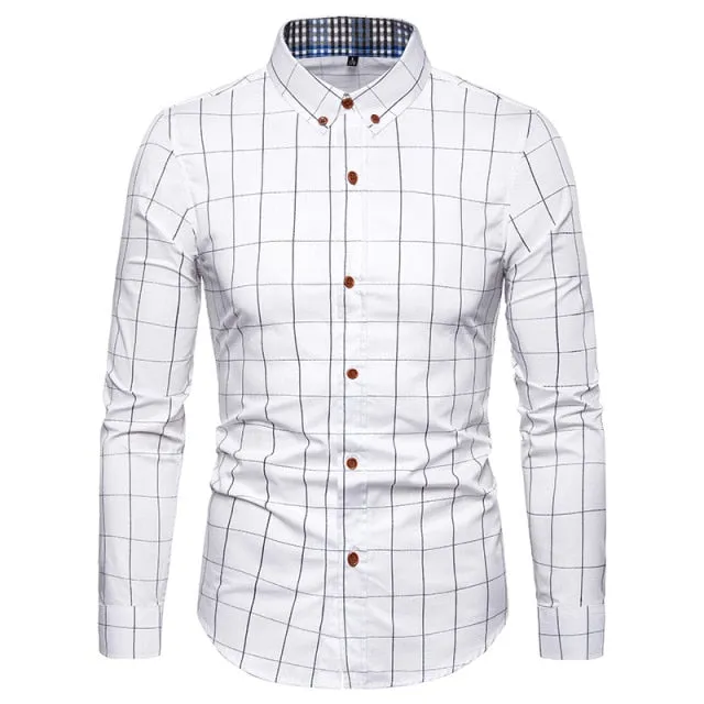 Multicolor Plaid Pattern Long Sleeve Cotton Shirt