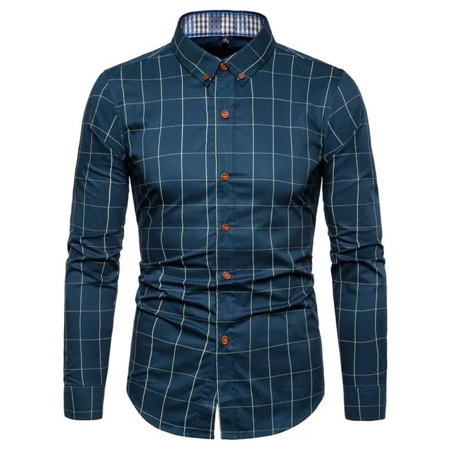 Multicolor Plaid Pattern Long Sleeve Cotton Shirt