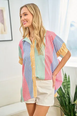 Multicolor Striped Relaxed Fit Shirt