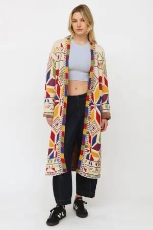 Multicolored Geometric Knit Cardigan