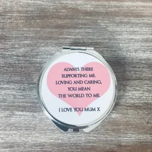 Mum Compact Mirror in organza drawstring bag