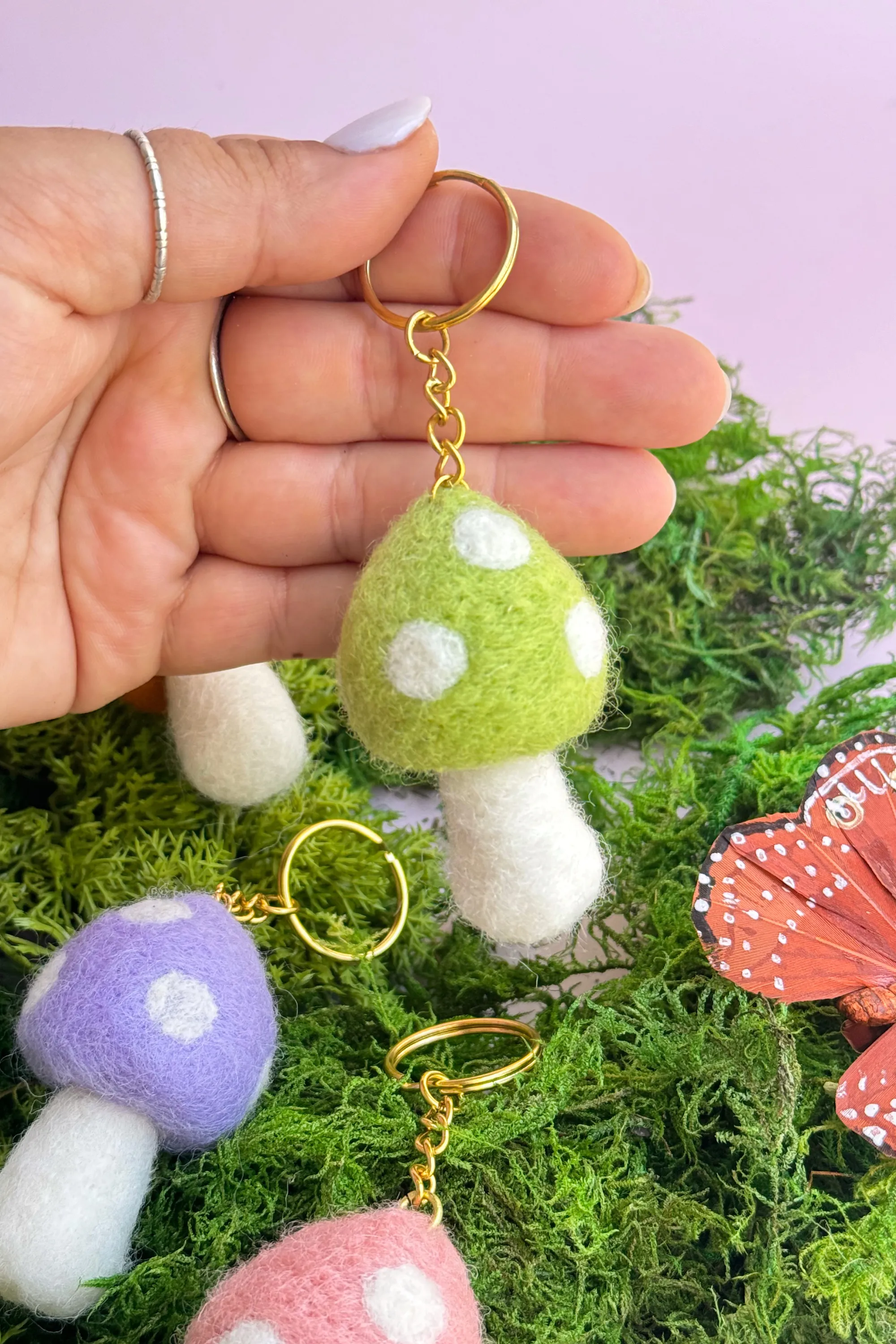 Mushroom Felt Keychain
