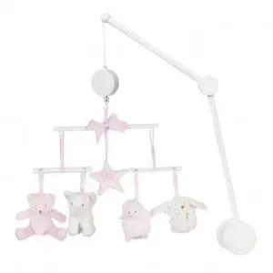 Musical mobile with soft toys pink