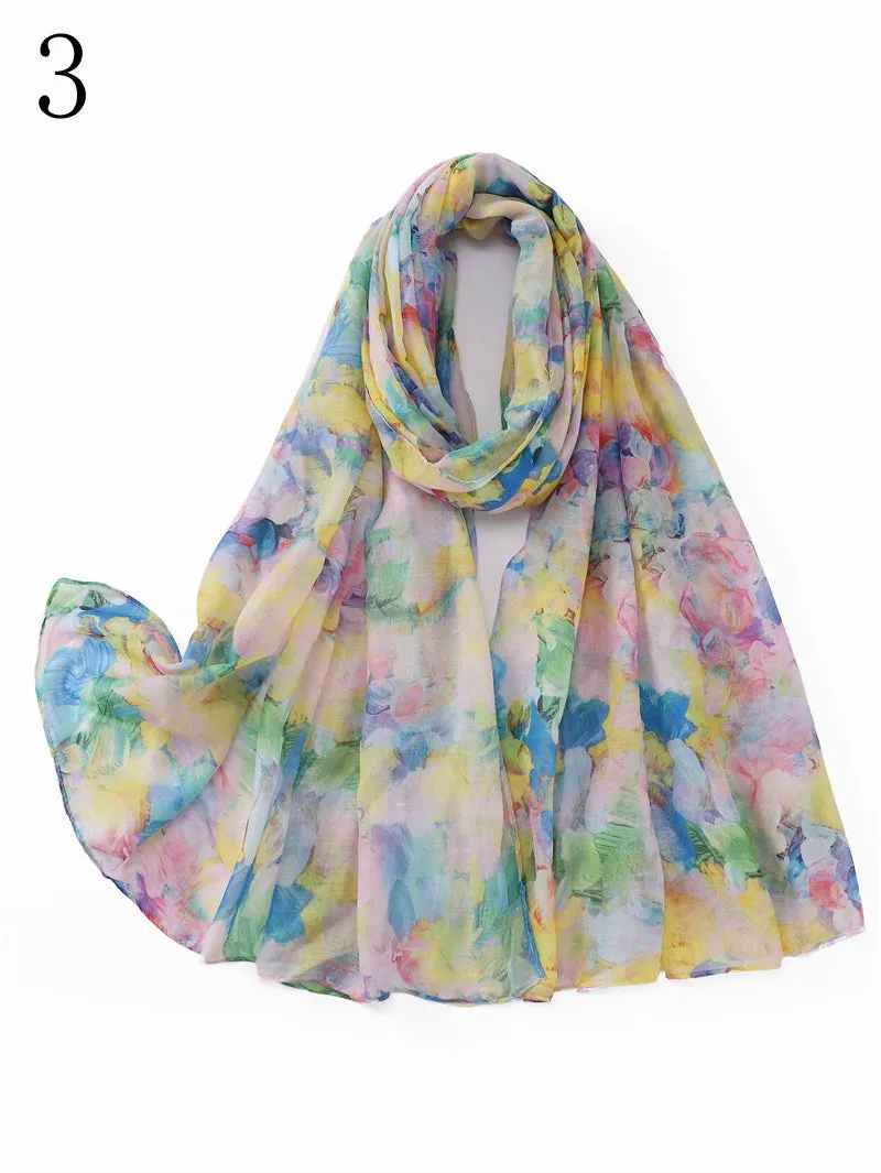 MYP024 Stylish floral print scarf Women's breathable lightweight scarf