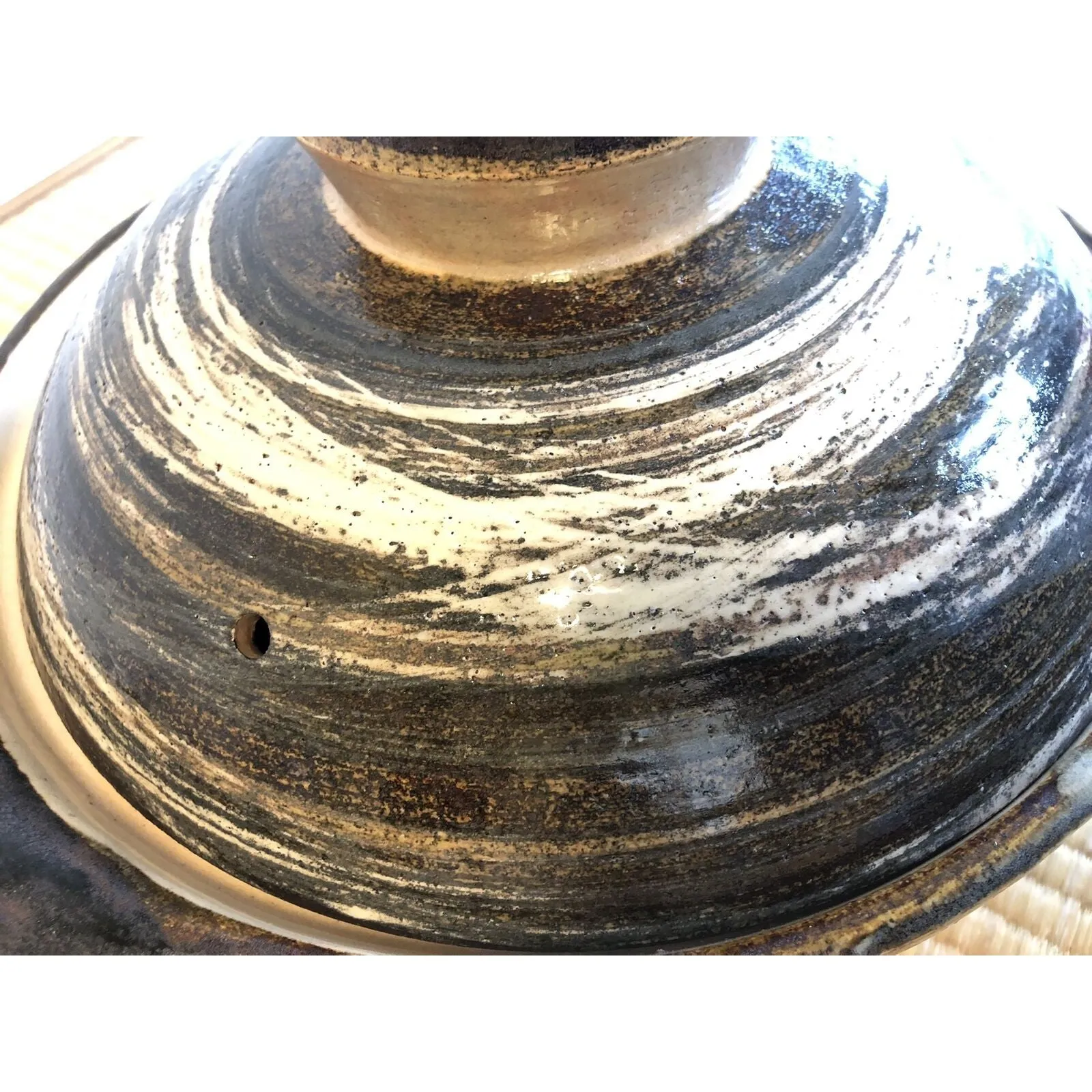 NAGATANIEN IGA Donabe 3-5 people 30.5cm Large Marble Hakeme Clay Pot