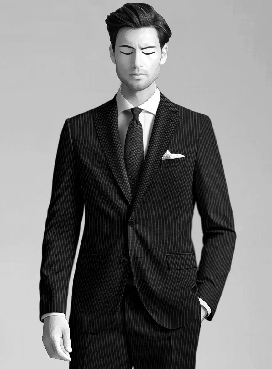 Napolean Slim Stripe Black Wool Suit
