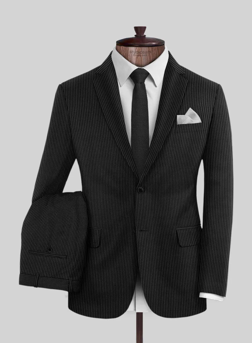 Napolean Slim Stripe Black Wool Suit