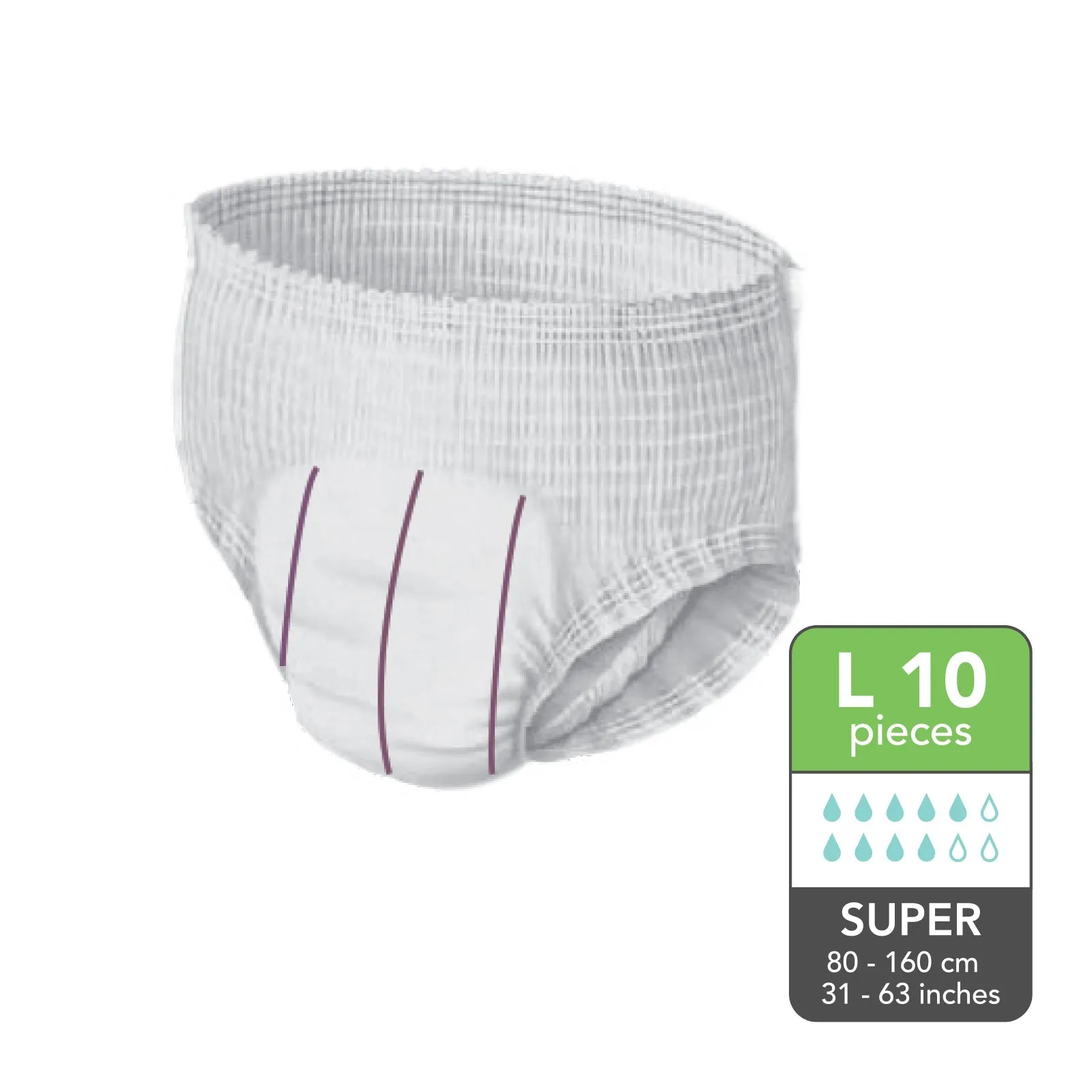 Nateen Super Pull Up Pants (Adult Diapers - 10 Pieces) - L