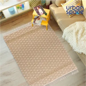 Natural Cotton Printed Rugs / Dhurries / Floor Carpet ,Boho Carpet for bedroom / living room with tassels  (CPRugs_005)