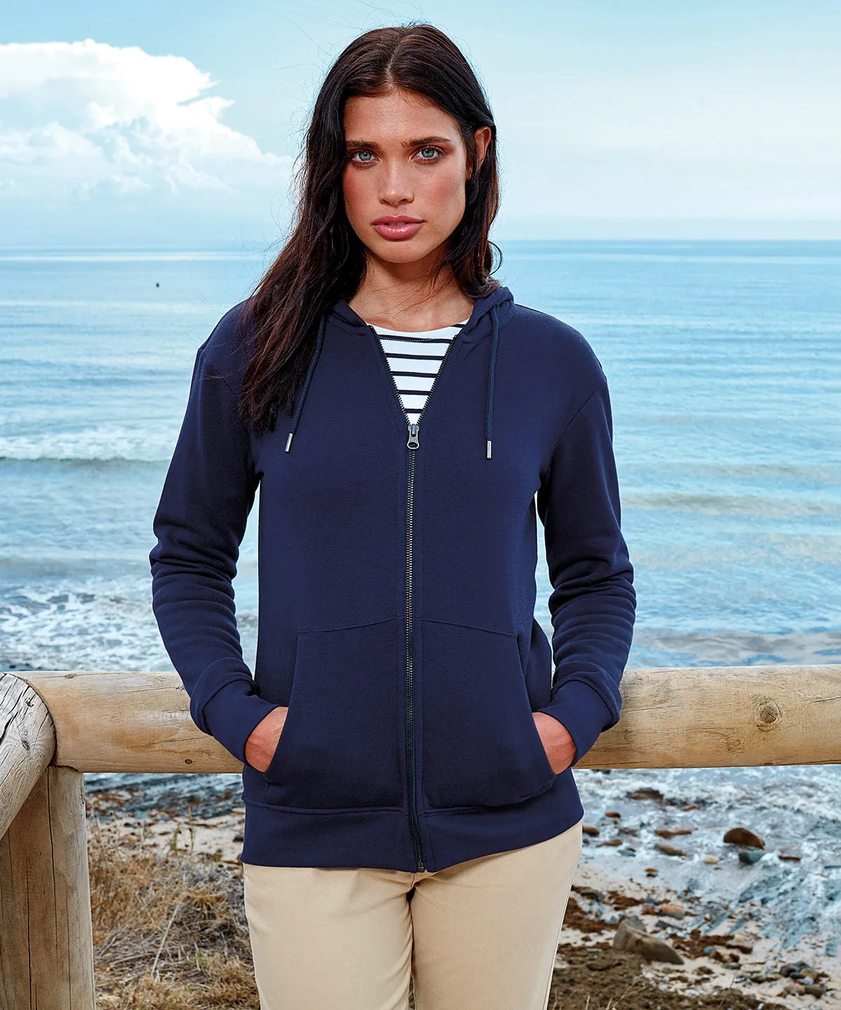 Natural - Women's zip-through organic hoodie