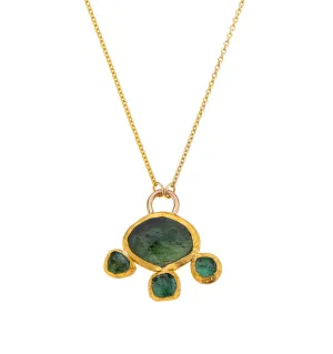 Nava Zahavi Yellow Gold Green Clover Necklace