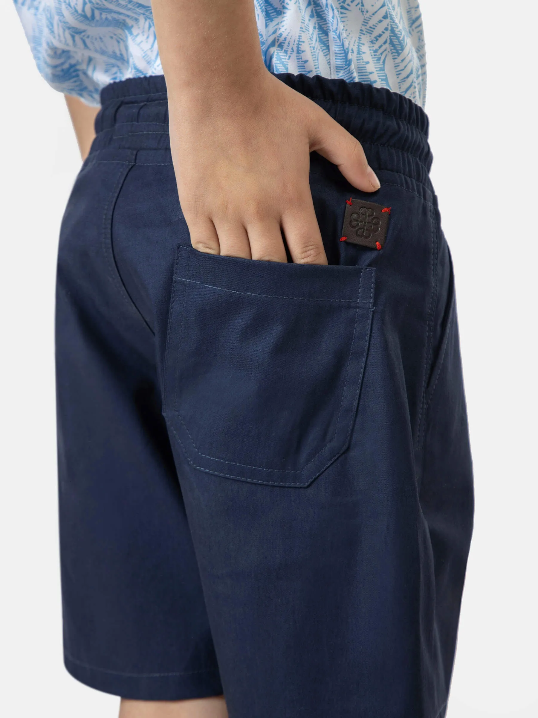 Navy Blue Cotton Casual Shorts