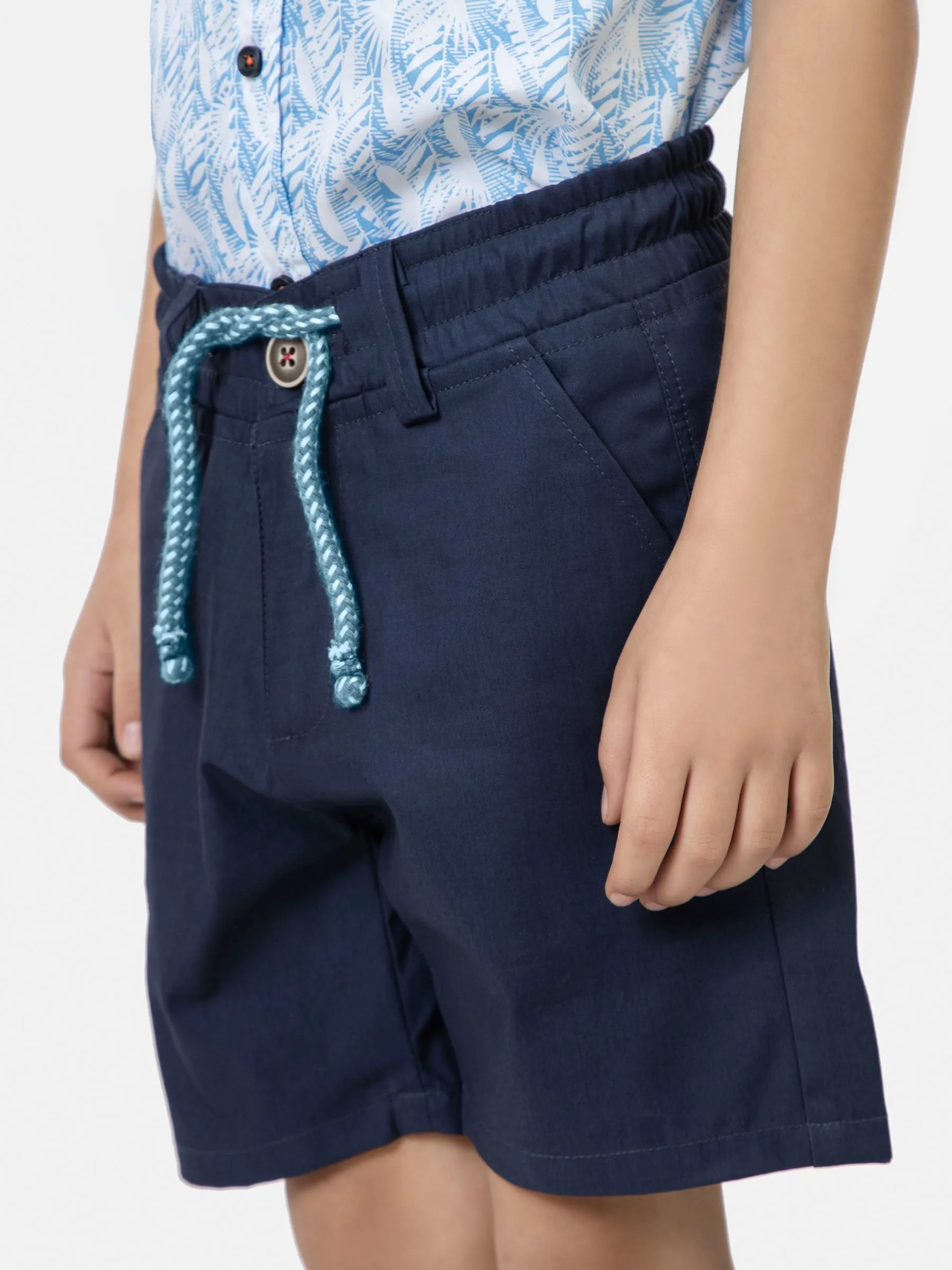 Navy Blue Cotton Casual Shorts