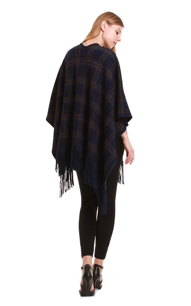 Navy Plaid Ruana