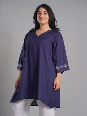 Navy Rayon Kurti - Freya
