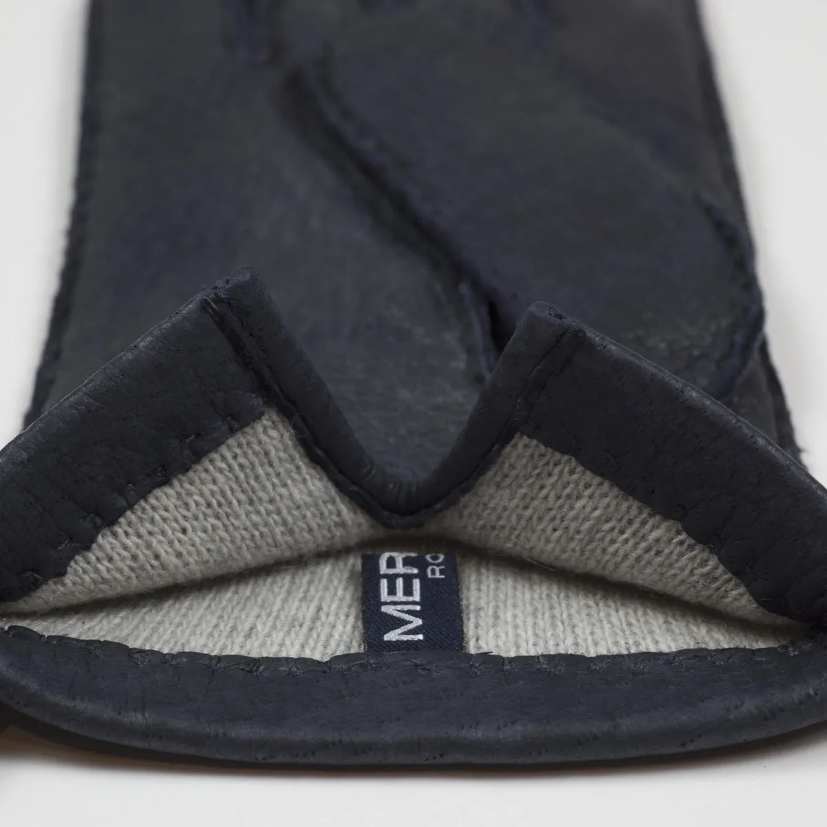 Navy real peccary gloves, cashmere lined