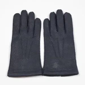 Navy real peccary gloves, cashmere lined