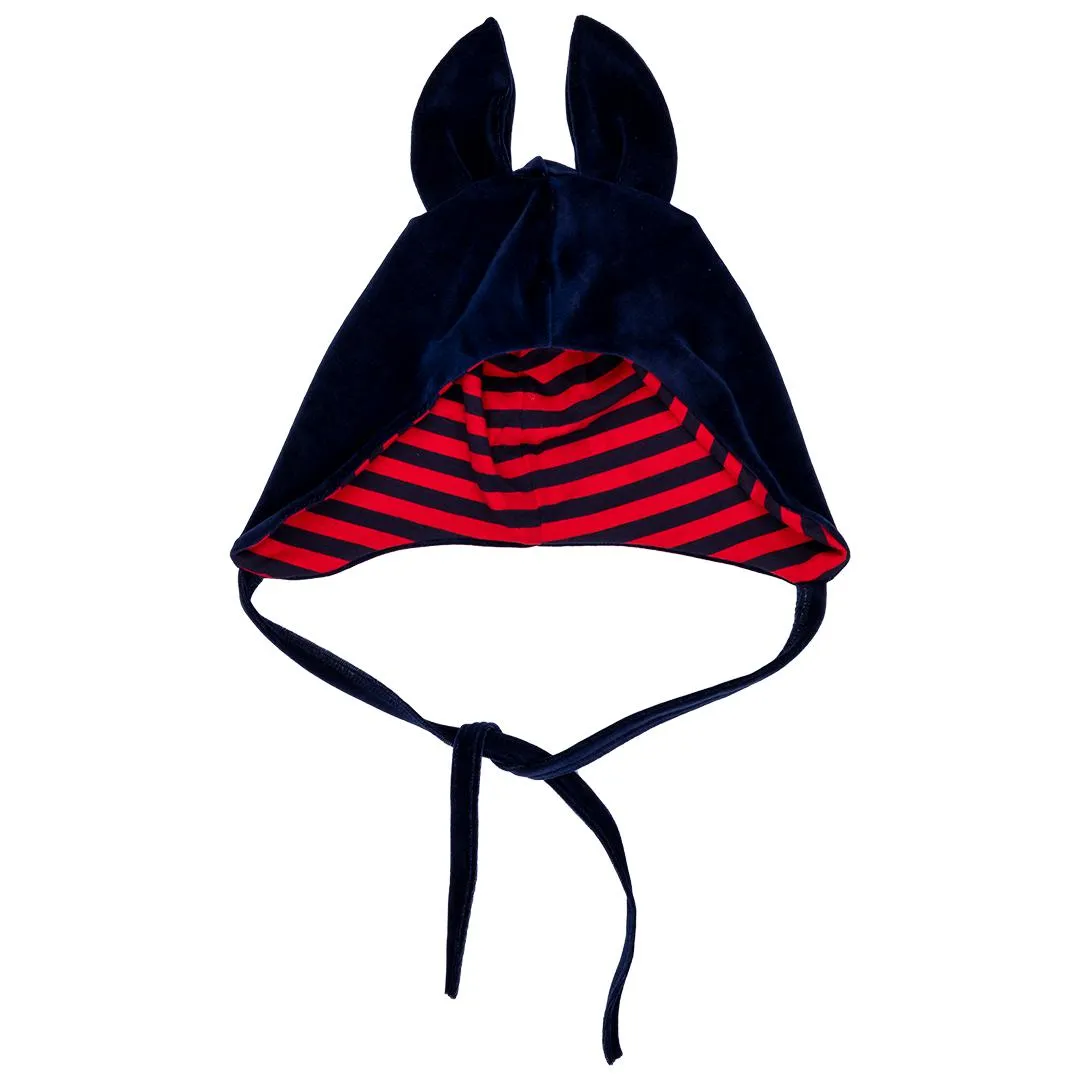 Navy Velour Hat With Ears